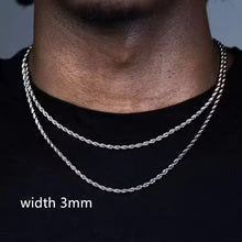 3mm Silver Color Stainless Steel Men Plain Necklace
