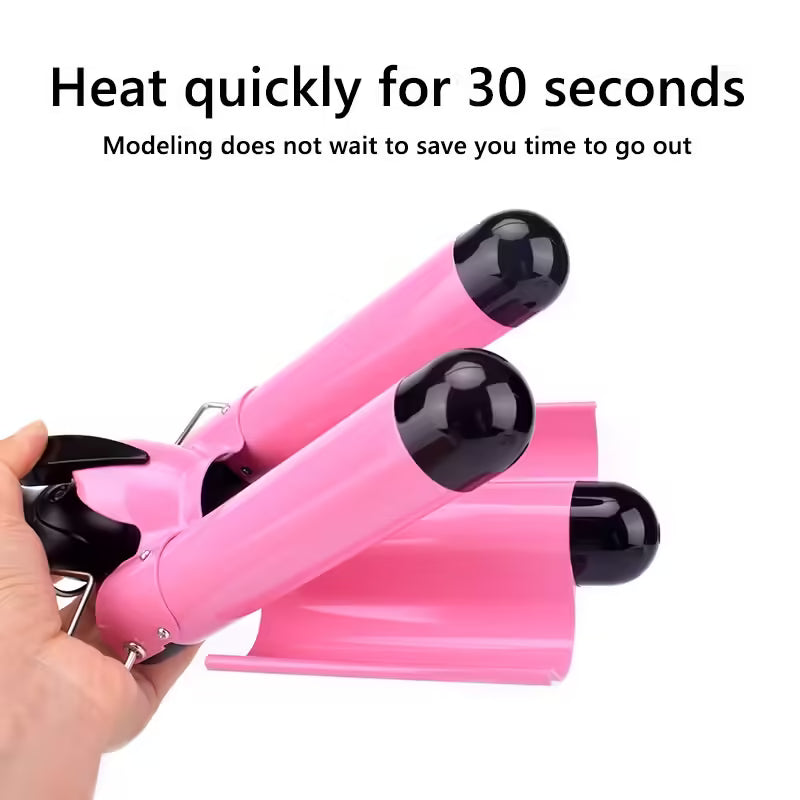 Professional Ceramic Triple Barrel Hair Curling Iron - Hair Wave Waver Styling Tools Hair Styler Wand