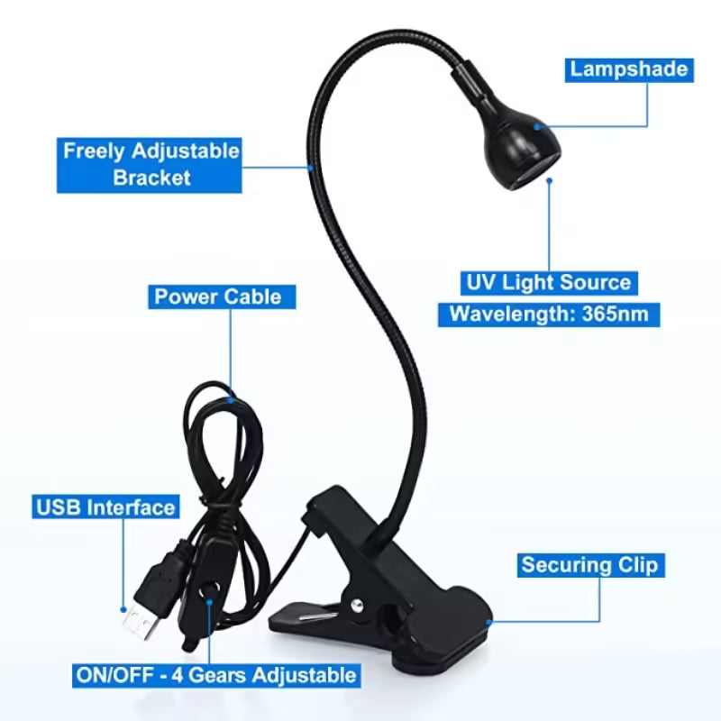 Effortless Gel Nail Drying Anywhere: Clip-On LED UV Nail Lamp - Portable Mini USB Nail Dryer for Manicure Salon Results