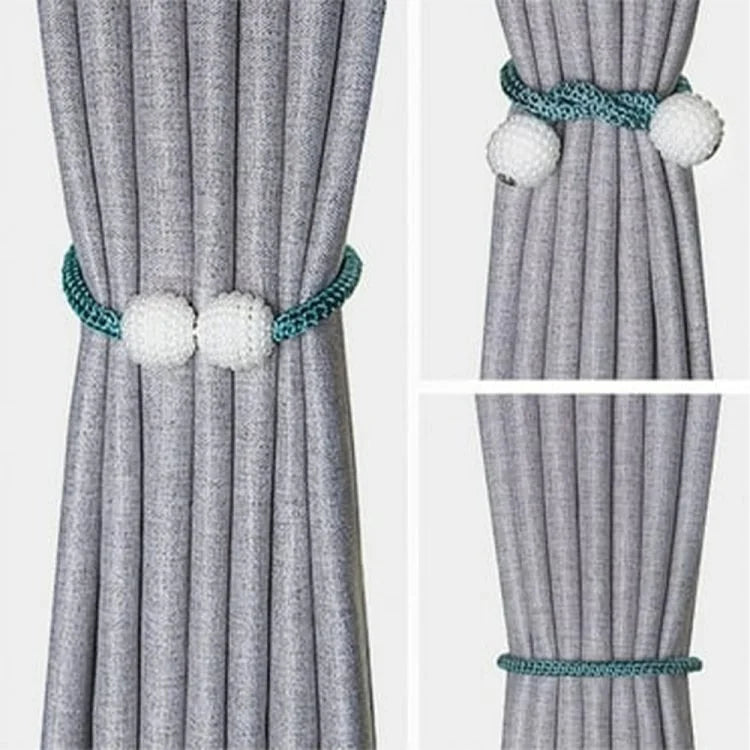 Magnetic Curtain Tiebacks – Pearl Ball Curtain Holdbacks for Drapes, Curtains & Sheer Panels (1 Piece)