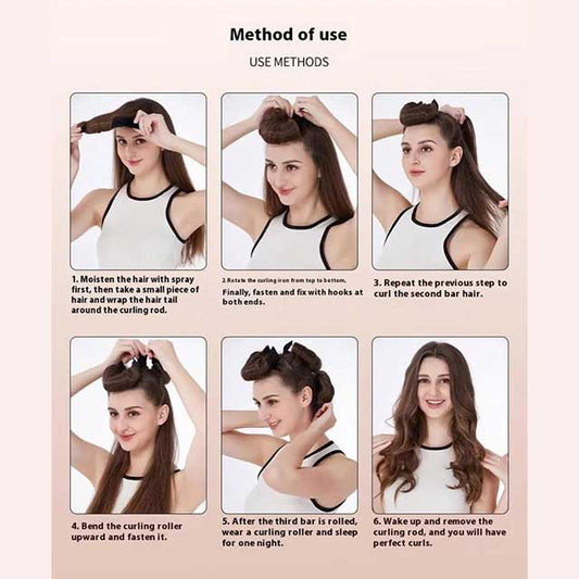 4-Piece Heatless Curling Iron Set – No-Heat Hair Curling Rods for Soft, Effortless Waves | Comfortable Overnight Hair Styling Kit