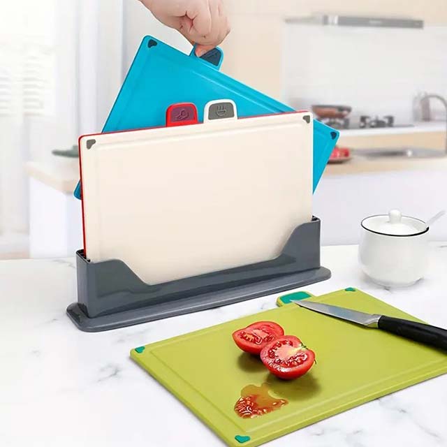 4-Piece Kitchen Cutting Board Set for Fruits and Vegetables - Durable, Easy-to-Clean Cutting Boards for Food Preparation