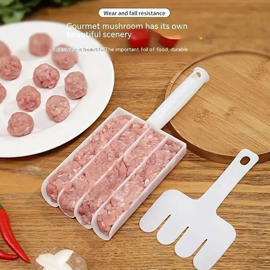 4-Slot Kitchen Rice Ball & Meatball Maker – Multifunctional Plastic Scoop & Filling Tool – DIY Food Mold for Quick Meal Prep
