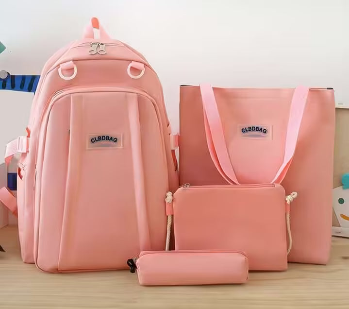 Lot de 4 sacs à dos scolaires en toile, grande capacité (EGB063)