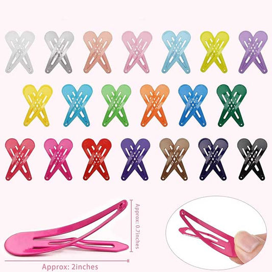 40Pcs Snap Hair Clips for Baby Girls – 2 Inch Candy Color Glossy No-Slip Metal Hair Barrettes & Pins