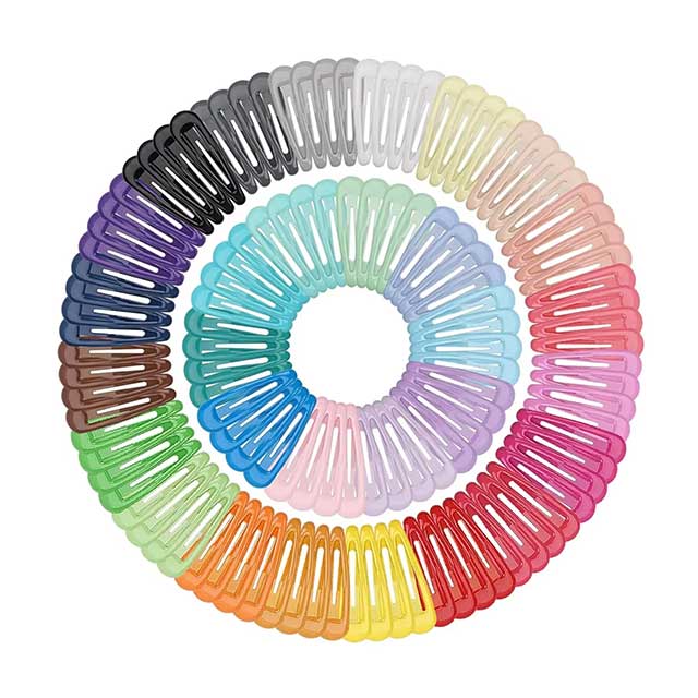 40Pcs Snap Hair Clips for Baby Girls – 2 Inch Candy Color Glossy No-Slip Metal Hair Barrettes & Pins