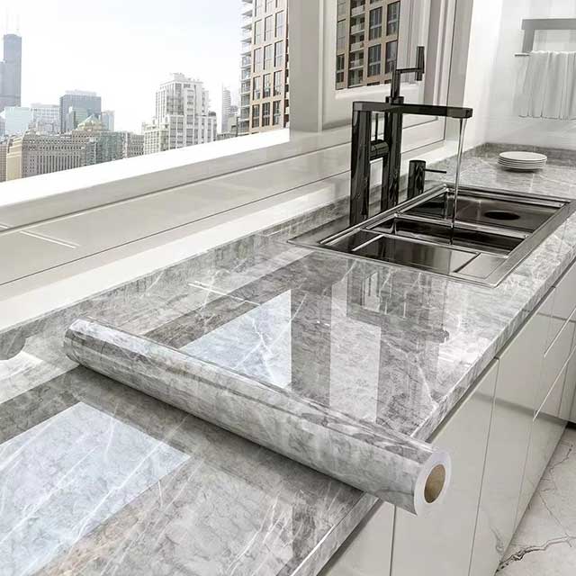 40cm Marble Kitchen Oil-Proof Wallpaper – Waterproof Self-Adhesive Countertop & Cabinet Wall Sticker