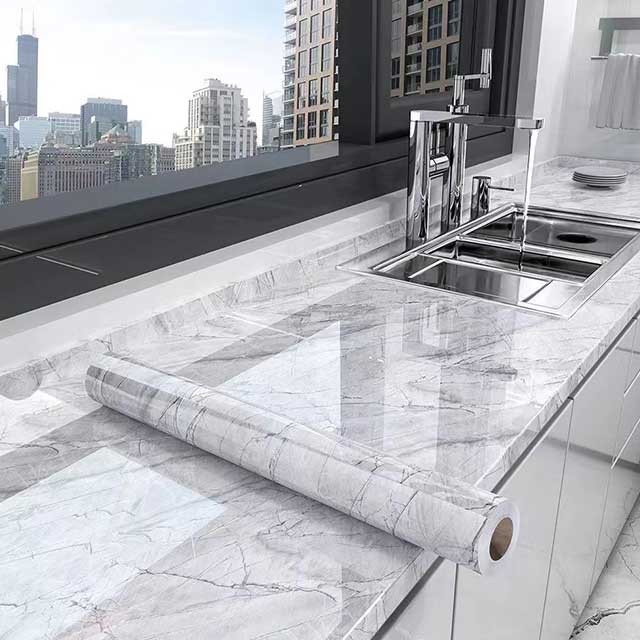 40cm Marble Kitchen Oil-Proof Wallpaper – Waterproof Self-Adhesive Countertop & Cabinet Wall Sticker