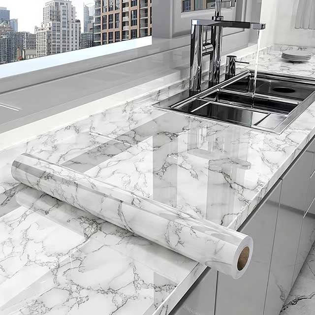 40cm Marble Kitchen Oil-Proof Wallpaper – Waterproof Self-Adhesive Countertop & Cabinet Wall Sticker