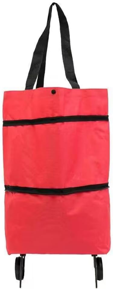 Chariot de courses pliant portable à roulettes - Caddie de courses léger à tirer à la main - Sac à dos durable de grande capacité pour un usage domestique