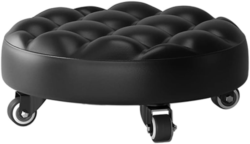 Tabouret de travail bas roulant – Siège pivotant robuste avec roulettes – Tabouret ergonomique bas pour la réparation automobile, le garage, la maison et l'extérieur