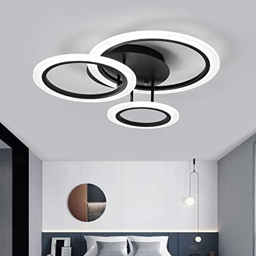 Modern 3-Ring LED Ceiling Light with 3 Extra Circle Lamps – Contemporary Flush Mount Ceiling Fixture | 55cm