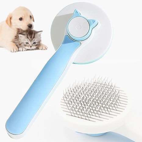 Self-Cleaning Pet Grooming Brush – One-Click Cat & Dog Slicker Brush for Removing Loose Hair, Undercoat & Tangles