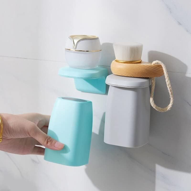 Magnetic Suction Mouthwash Cup & Wall-Mounted Toothbrush Holder – Inverted Quick-Drain Storage Rack – Anti-Dust Magnetic Toothbrush Organizer for Family Bathroom – Drill-Free Brushing Accessory (White / Gray / Green / Blue)