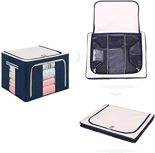 66L Foldable Clothes Storage Organizer Box with Transparent Window – Steel Frame Saree, Blanket & Wardrobe Storage Bag