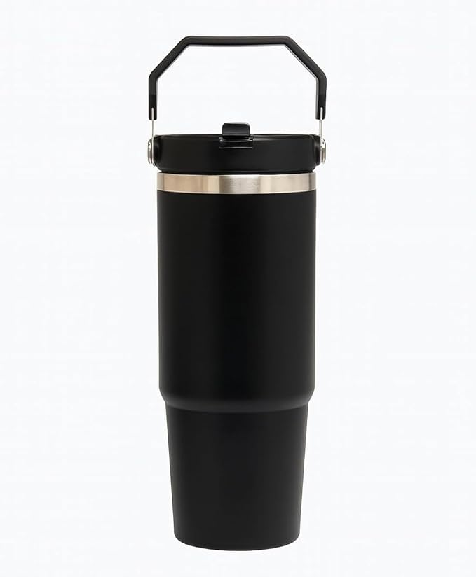 Mug de voyage isotherme de 887 ml – Gobelet en acier inoxydable à double paroi et isolation sous vide – Couvercle en Tritan sans BPA – Tasse à boisson robuste pour boissons chaudes et froides (590 ml/887 ml)