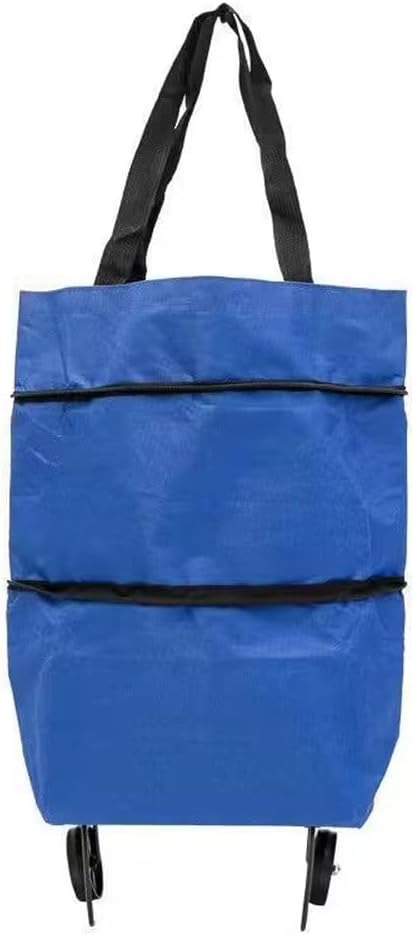 Chariot de courses pliant portable à roulettes - Caddie de courses léger à tirer à la main - Sac à dos durable de grande capacité pour un usage domestique