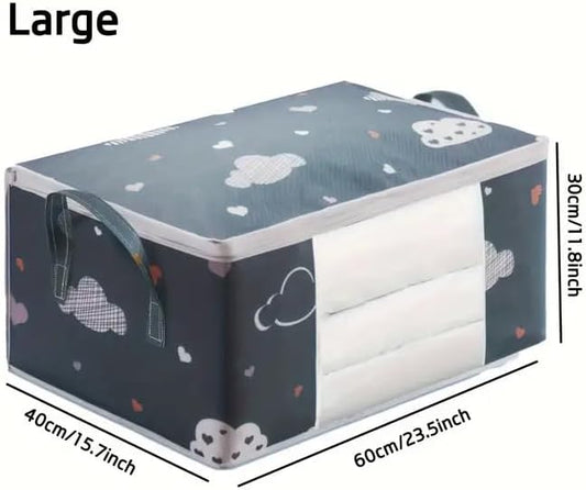 Large Capacity Foldable Clothes Storage Bag – Heavy-Duty Quilt & Bedding Organizer with Reinforced Handles – Sturdy Dual-Zipper Storage Bin for Blankets and Comforters – Available in Medium & Large Sizes