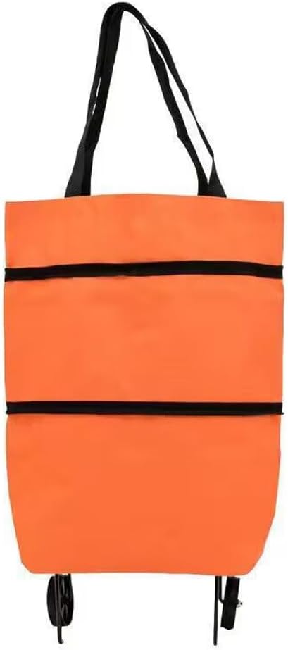 Chariot de courses pliant portable à roulettes - Caddie de courses léger à tirer à la main - Sac à dos durable de grande capacité pour un usage domestique