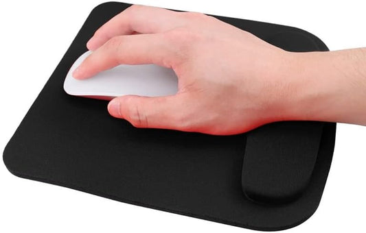 Ergonomic Computer Gaming Mouse Pad with Integrated Wrist Support – Ultra-Comfortable Solid Color Mouse Mat – Pressure-Relieving Wrist Pad for Office & Gaming – Lightweight & Superior Quality (Black / Grey)
