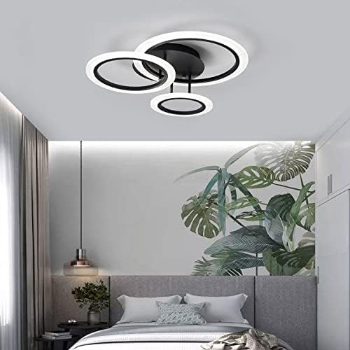 Modern 3-Ring LED Ceiling Light with 3 Extra Circle Lamps – Contemporary Flush Mount Ceiling Fixture | 55cm