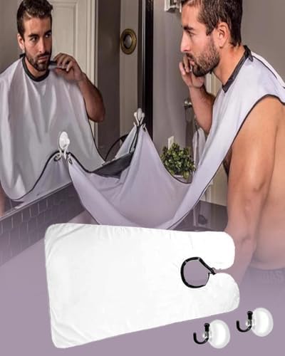 Men’s Beard Shaving Apron – No-Mess Beard Collector Cape with Suction Cups – Facial Hair Trimming Adult Bib – Professional Barber-Style Clean Grooming Tool