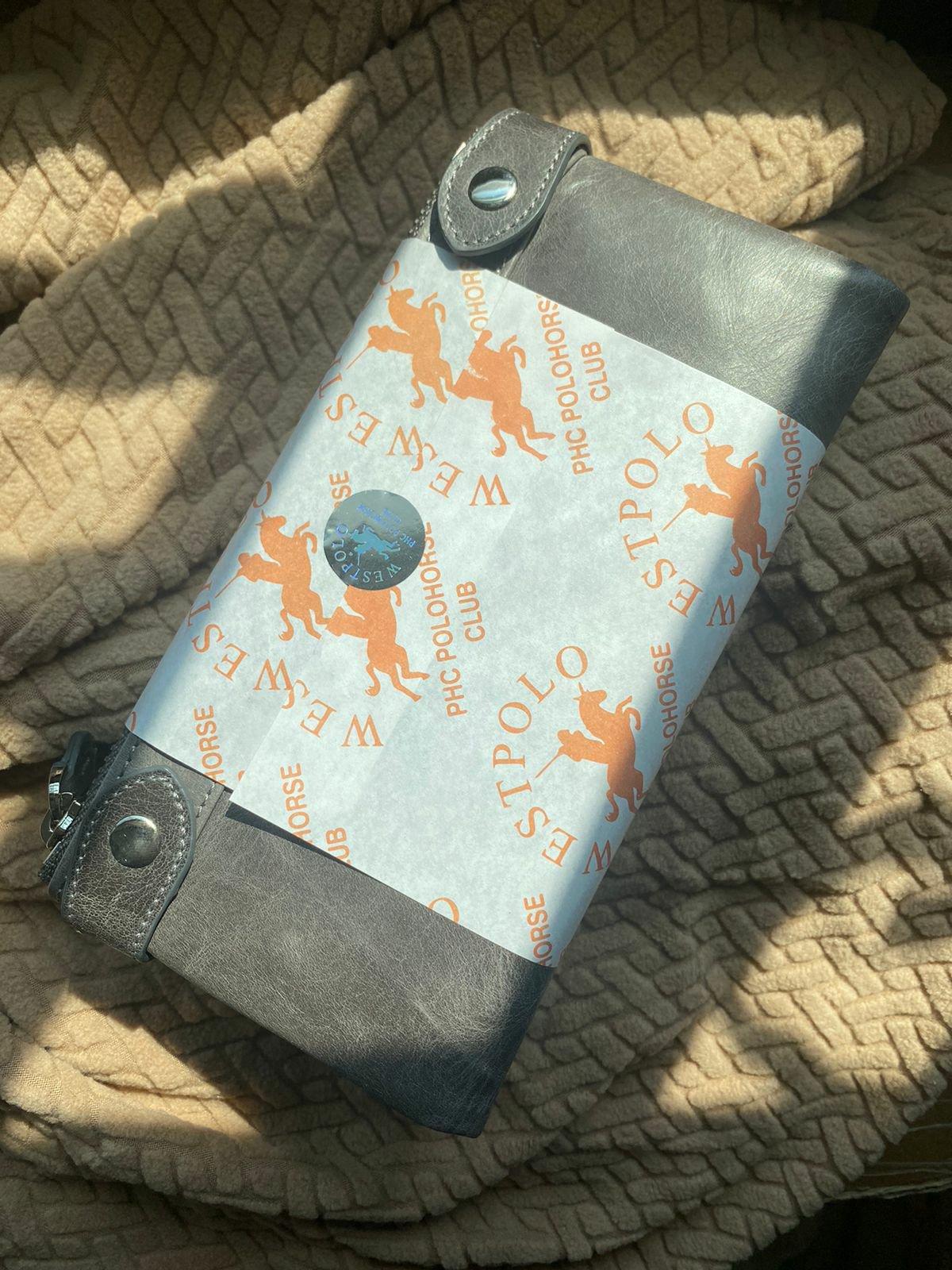 Portefeuille Westpolo Intense unisexe en cuir véritable grainé avec compartiment pour téléphone (417C)