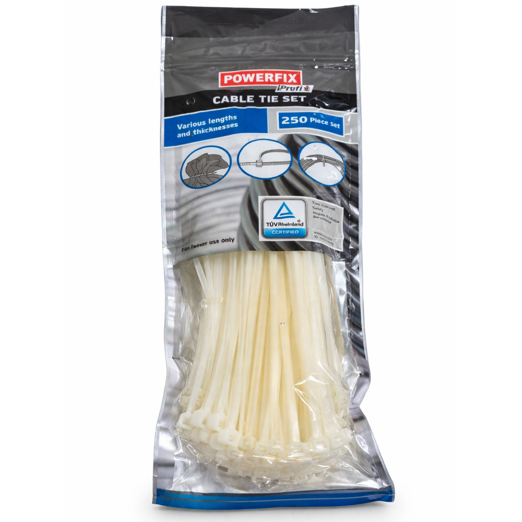 Powerfix White Cable Tie Set – Durable, Heavy-Duty Cable Management for Home, Office & Industrial Applications