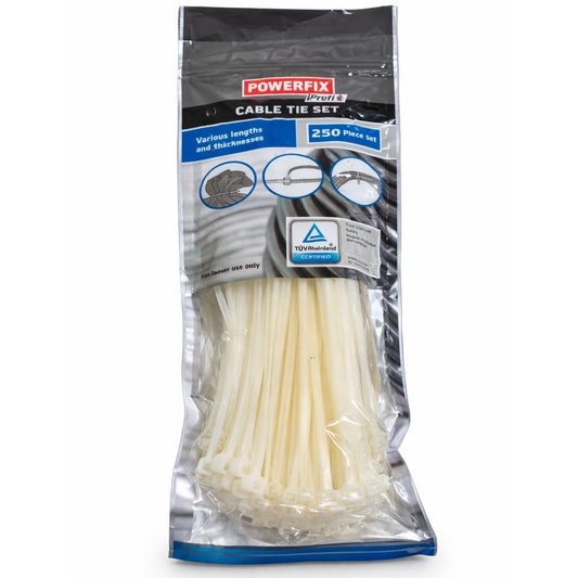 Powerfix White Cable Tie Set – Durable, Heavy-Duty Cable Management for Home, Office & Industrial Applications