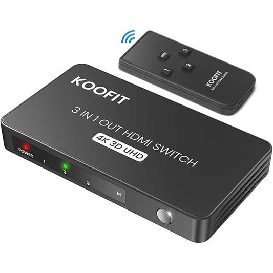 4K HDMI Switch & Splitter 3-in-1 Out with Remote