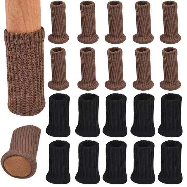 4Pcs Knitted Chair Leg Socks – Furniture Feet Covers with Anti-Slip Pads & Silent Floor Protection