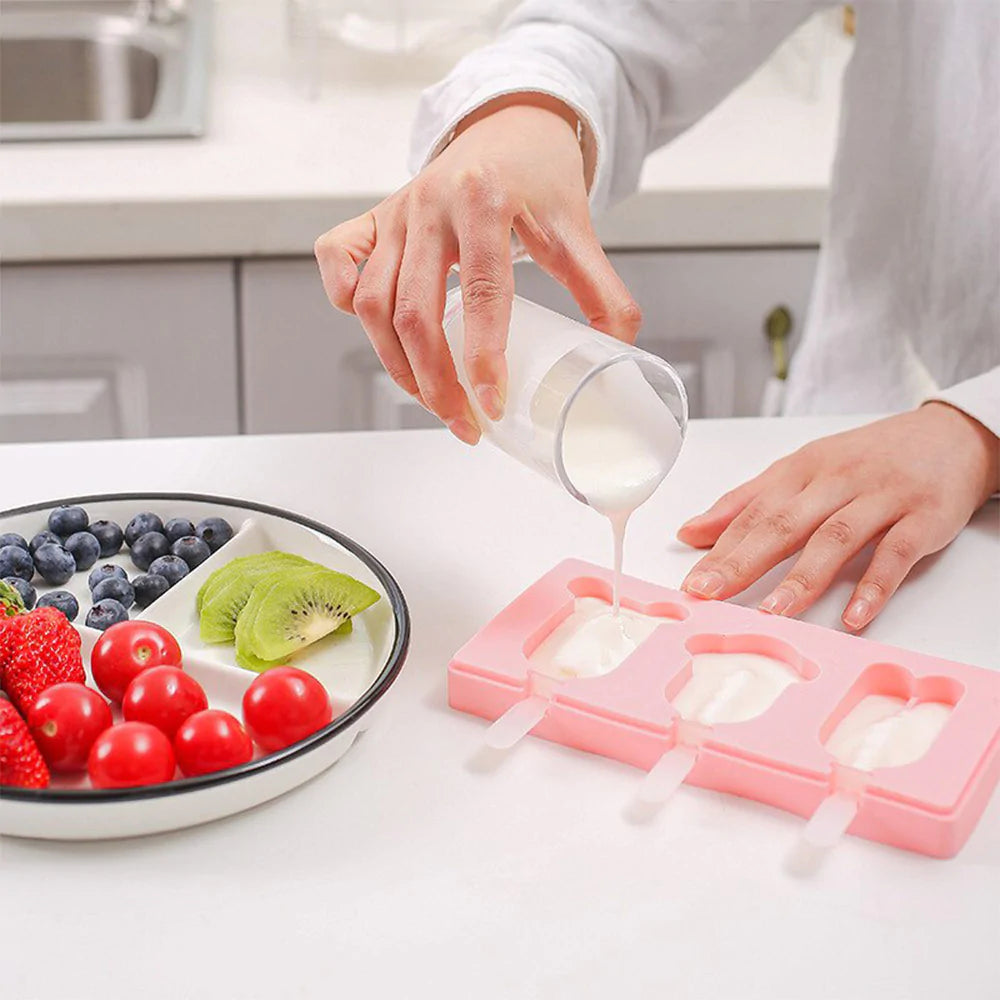 Moule à glace en silicone avec couvercle et bâtonnets – Machine à sucettes glacées DIY pour enfants et friandises glacées maison