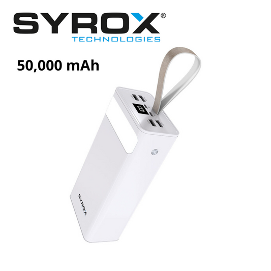 Batterie externe Syrox 50 000 mAh avec indicateur LED et lampe torche
