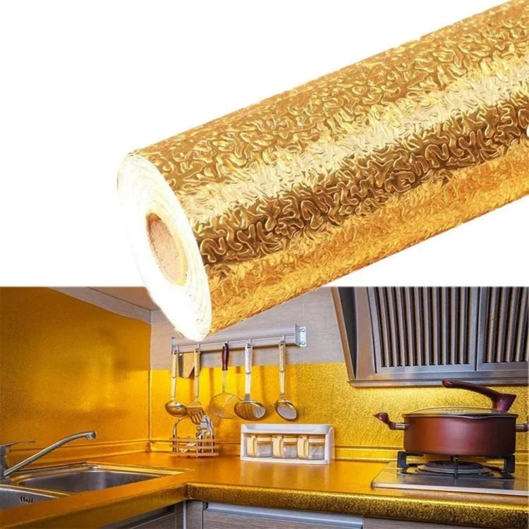 Self-Adhesive Aluminum Foil Kitchen Sticker Roll – Heat & Oil Resistant Wall Protector