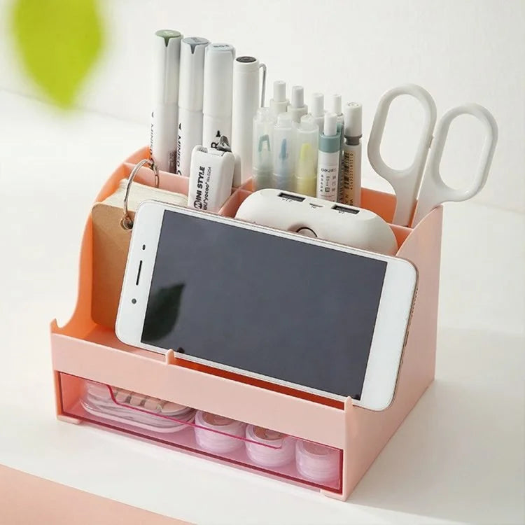 Organisateur de bureau multi-usage en ABS avec tiroir – Rangement pour maquillage, bijoux et fournitures de bureau