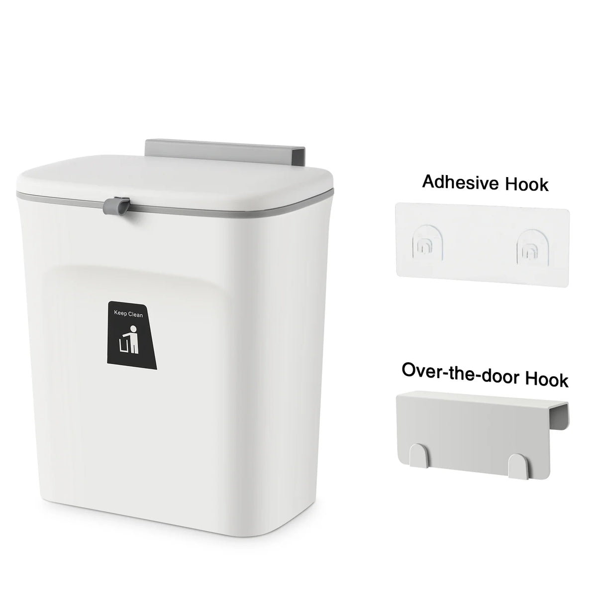 Poubelle de cuisine suspendue, poubelle murale blanche pour porte d'armoire et petits espaces