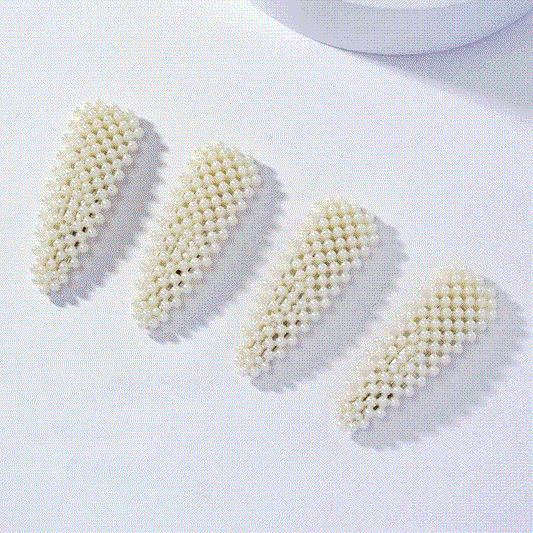 4pcs Handmade Pearl Hair Clips for Girls