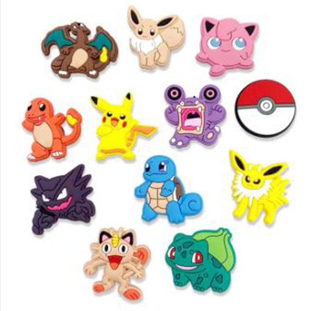 5/10Pcs Pokemon PVC Shoe Crocs Buckle Accessories – Pikachu DIY Cartoon Animal Shoe Decor &amp; Croc Charms for Kids Party Gift
