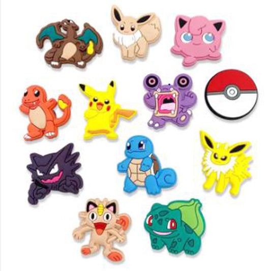 5/10Pcs Pokemon PVC Shoe Crocs Buckle Accessories – Pikachu DIY Cartoon Animal Shoe Decor &amp; Croc Charms for Kids Party Gift