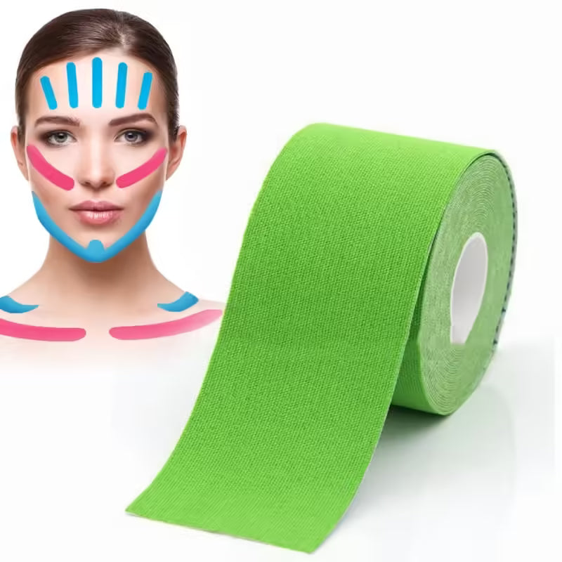 Bande de kinésiologie 2,5 cm x 5 m pour le visage, le cou et les yeux - Effet liftant et anti-rides - Outil de soin du visage 