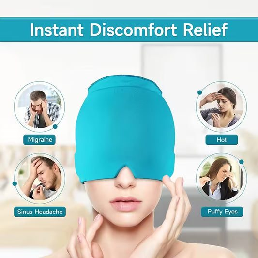 Comforting Gel Ice Headache Relief Hat: Cold Therapy Cap for Migraine, Sinus, and Stress - Form-Fitting Ice Pack Mask