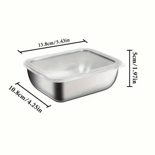 201 Stainless Steel Food Storage Container Set - Stackable Leak-Proof Meal Prep Boxes for Kitchen, Fridge, and Travel