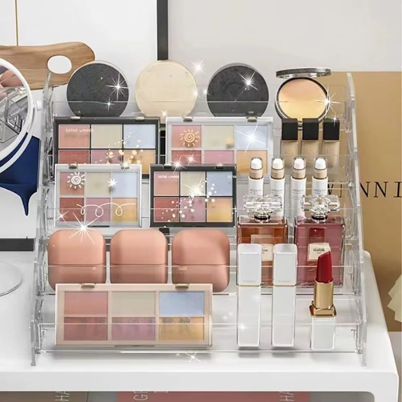 5-Tier Transparent Makeup Organizer – Crystal Clear Acrylic Cosmetic Display Case – Large 5-Step Desktop Jewelry & Skincare Holder – Professional Multi-Layer Beauty Station for Vanity, Dresser, and Countertop