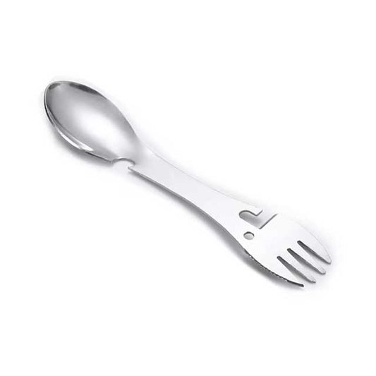 5-in-1 Outdoor Survival Camping Tool – Multi-Functional EDC Kit with Fork, Knife, Spoon, Bottle & Can Opener