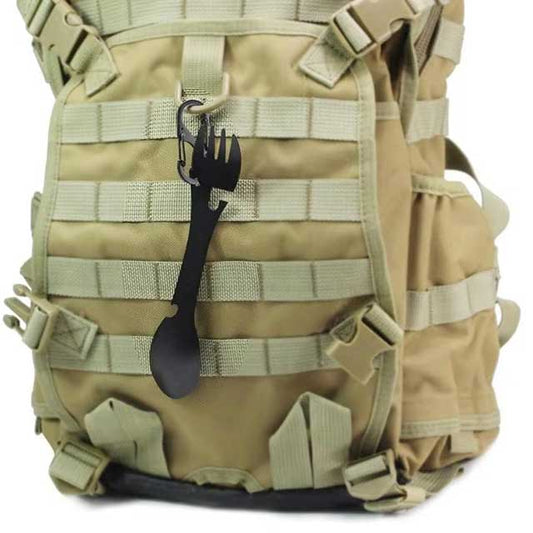 5-in-1 Outdoor Survival Camping Tool – Multi-Functional EDC Kit with Fork, Knife, Spoon, Bottle & Can Opener