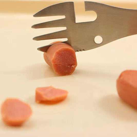 5-in-1 Outdoor Survival Camping Tool – Multi-Functional EDC Kit with Fork, Knife, Spoon, Bottle & Can Opener