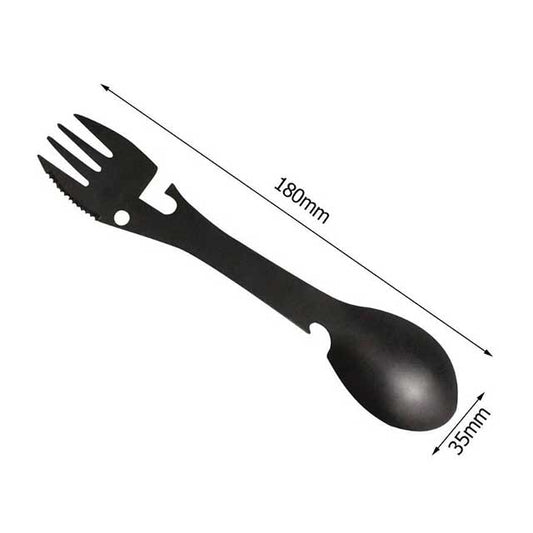5-in-1 Outdoor Survival Camping Tool – Multi-Functional EDC Kit with Fork, Knife, Spoon, Bottle & Can Opener