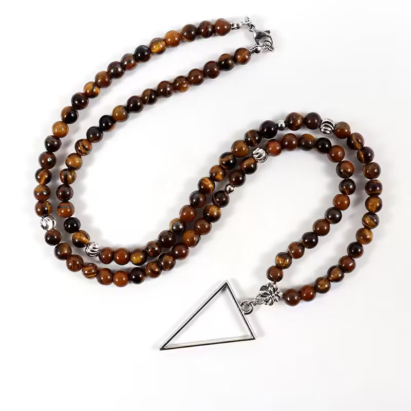 5 Shapes Brown Beads Necklace(EGN142)