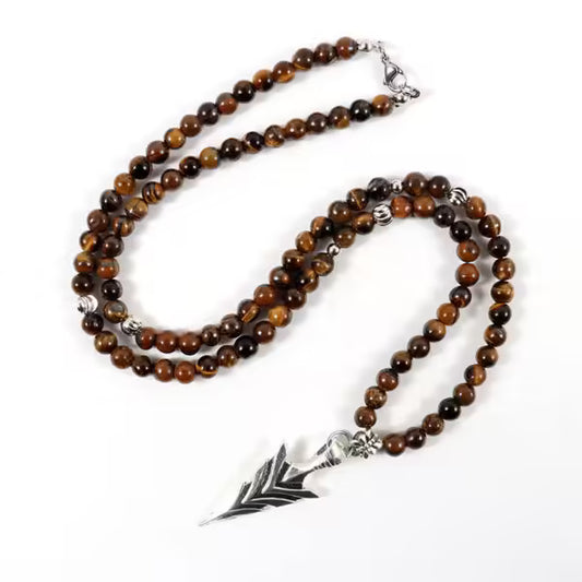 قلادة من خرز بني بخمسة أشكال (EGN142)