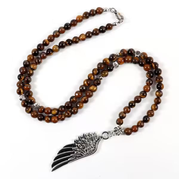 قلادة من خرز بني بخمسة أشكال (EGN142)